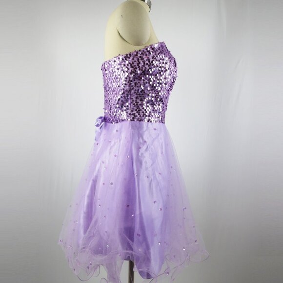 Women's Short Sparkly Homecoming Dresses Sequins Party Gowns Lilac Size 8 - Picture 3 of 14